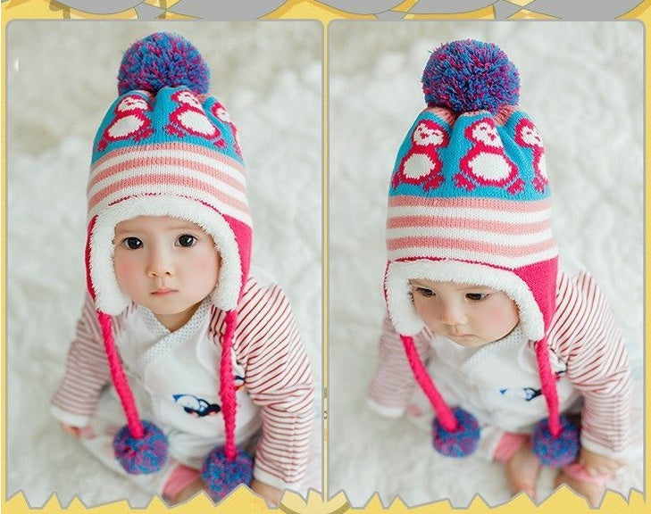 Fleece-lined Thickened Earflaps Baby Wool Hat