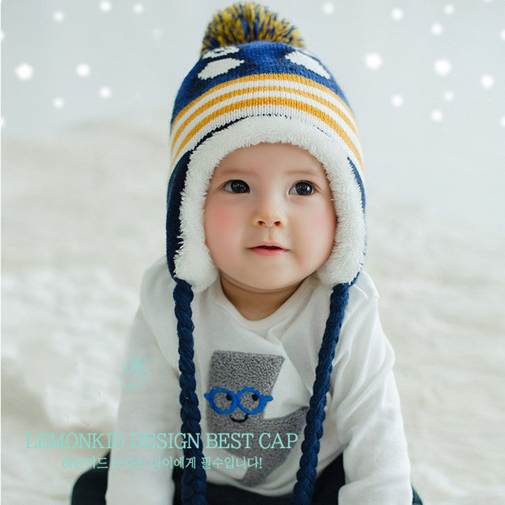 Fleece-lined Thickened Earflaps Baby Wool Hat