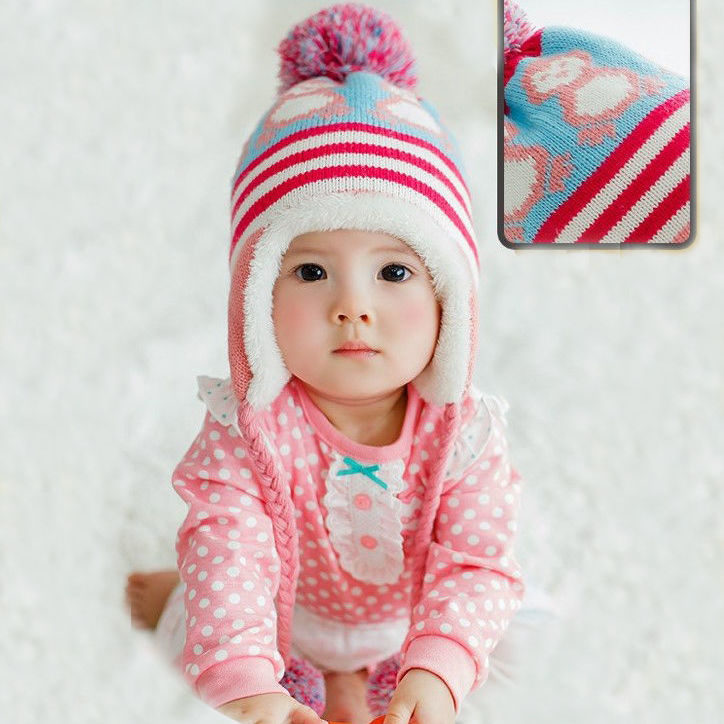 Fleece-lined Thickened Earflaps Baby Wool Hat