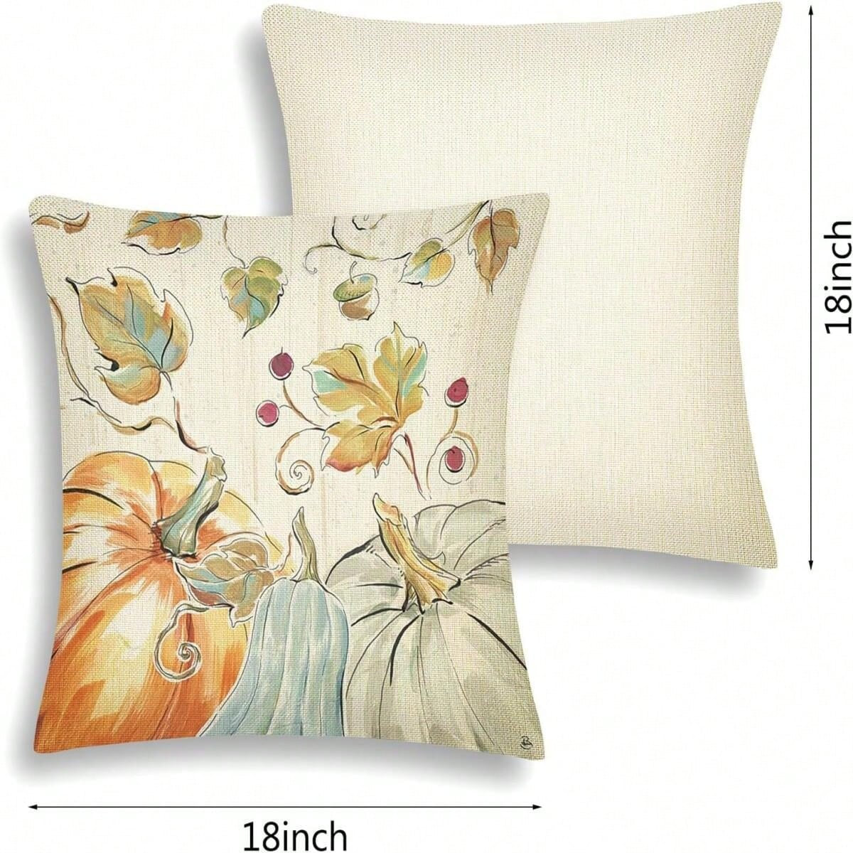 Fall Pillow Covers Set Of 4 Pumpkin Pick Of The Patch Thankful Pattern Autumn Throw Pillow Covers Thanksgiving Watercolour Outdoor Farmhouse Pillow Case For Home Sofa Couch Supplies