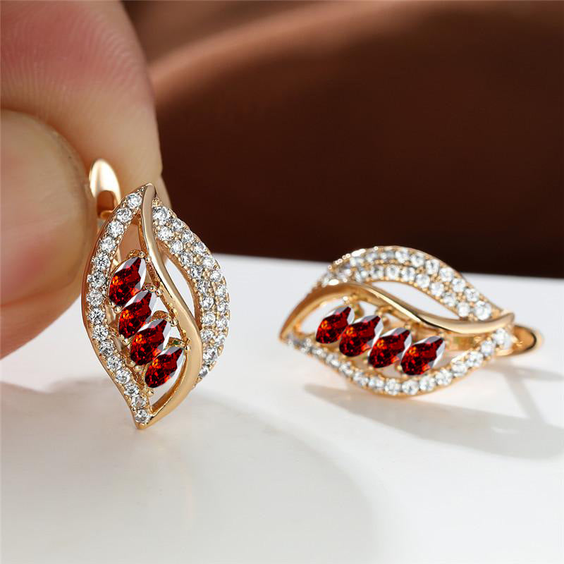 Ins Leaf-shaped Rhinestones Earrings Fashion Unique Zircon-encrusted Stud Earrings Women's Jewelry