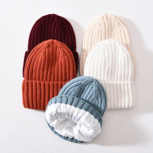 Winter Silk Satin-lined Knit Beanie